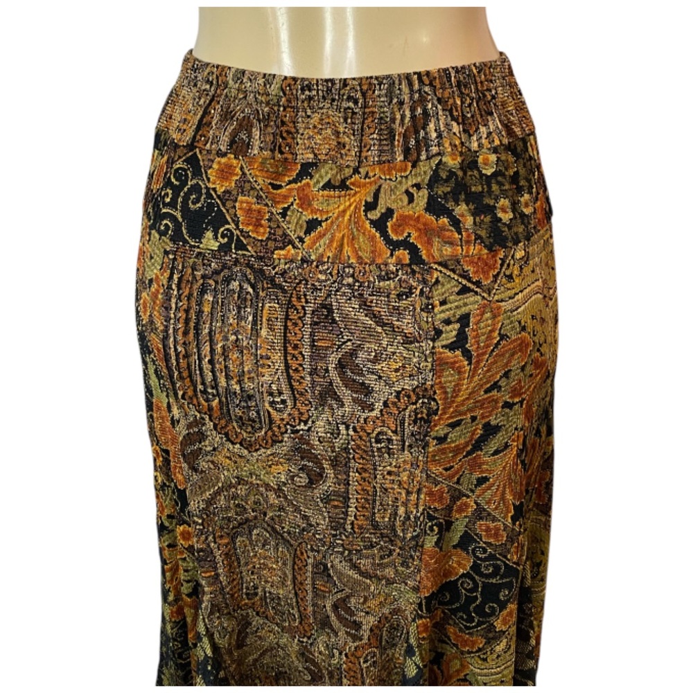 Y2K Flare Midi Skirt Patchwork Floral Paisley Multicolor Fairycore Size S/M - Picture 9 of 9